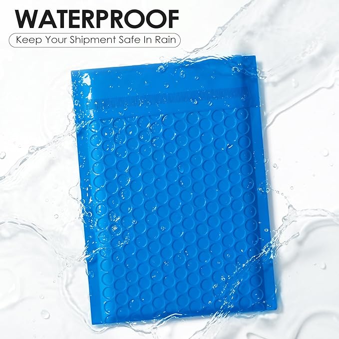 packbabol Bubble Mailers 4x8" 50 Pack Blue Padded Envelopes Waterproof Usable Size 4x7 Self-Seal Padded Mailing Envelopes Bubble Opaque Padded Mailer for Small Businesses， Envelope Mailers#000