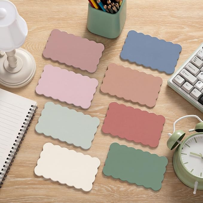 Eaasty 8 Pack Scalloped Sticky Notes 3" X 5" Vintage Memo Pads | Vintage Aesthetic Wavy Edges, Self-stick for School Office Desk, 240 Sheets Bulk, Cute Design for Reminders Planning