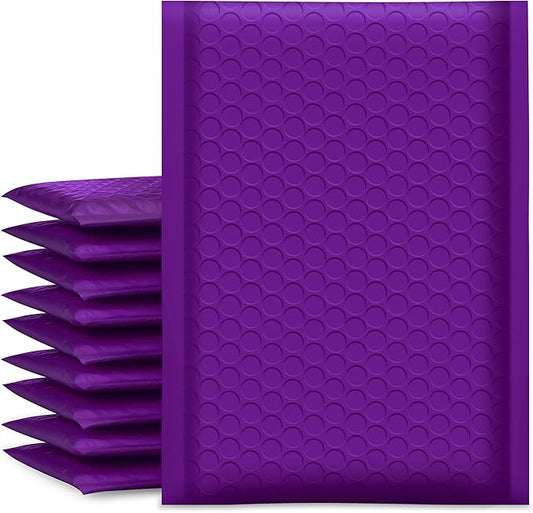 UCGOU Bubble Mailers 5x8.6 Inch Usable Size 5x7 Inch Purple 50 Pack Padded Envelopes Small Business Mailing Packages Self Seal Adhesive Waterproof Boutique Shipping Bags for Jewelry Makeup Supplies