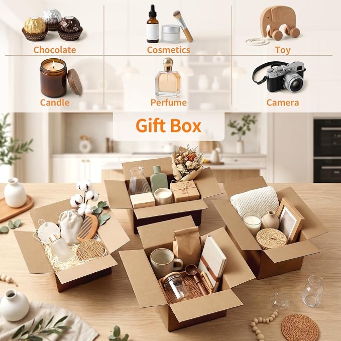 Hoikwo 40 Packs Shipping Boxes Mixed Sizes | 10 PCS Each of 11x6x6, 10x7x5, 9x6x4, 8x6x4 Brown Cardboard Box for Small Business Packaging and Mailing
