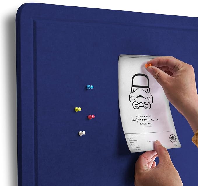 Large Bulletin Board 60" x 36" Felt Cork Board - Decor Pin Board, Dark Blue | Cork Board Alternative for Wall, Foldable Self-Adhesive Vision Board Prayer Board with Pushpins for Home Office Classroom