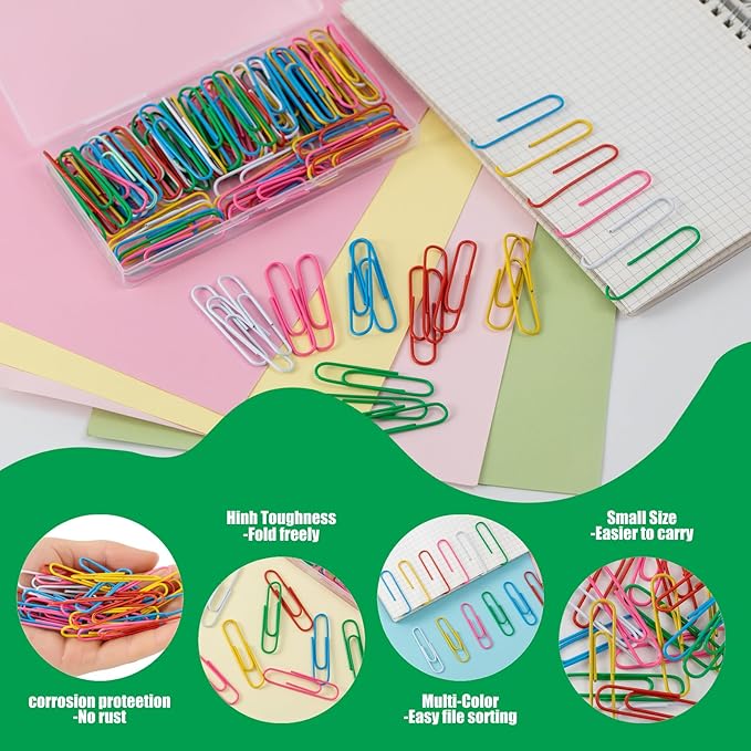 110 Pcs 2 Inch Colorful Paper Clips, Assorted Colored Coated Jumbo Reusable Big Paperclips, Durable and Rustproof, Large Colored Paperclips for Office School Document Organizing
