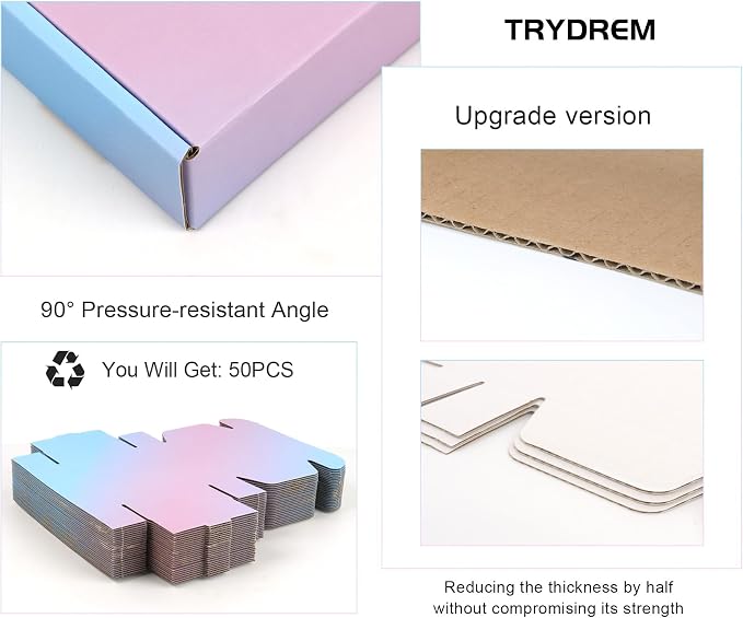 Purple Shipping Boxes 6x4x1.6 in - Set of 50: Small Corrugated Cardboard Boxes - Shipping Boxes for Small Business