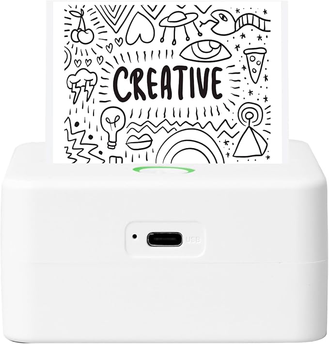 Core Innovations Wireless Mini Portable Inkless Thermal Printer & LabelMaker + Paper White