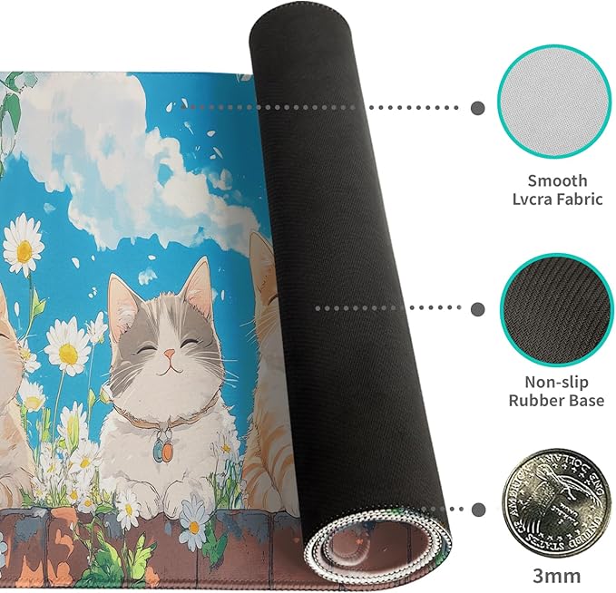 Desk Mat Mouse Pad Gaming Desk Pad XL Large Mouse Mat Office Decor Accessories (Fence cat)