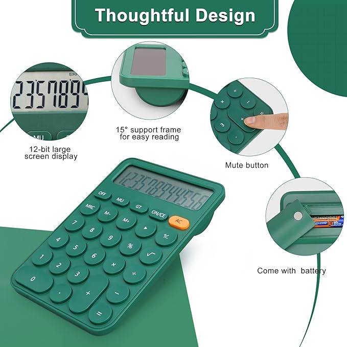 VEWINGL Standard Calculator, 12 Digit Large Display Desktop Calculator with Big Buttons for Office, School, Home & Business