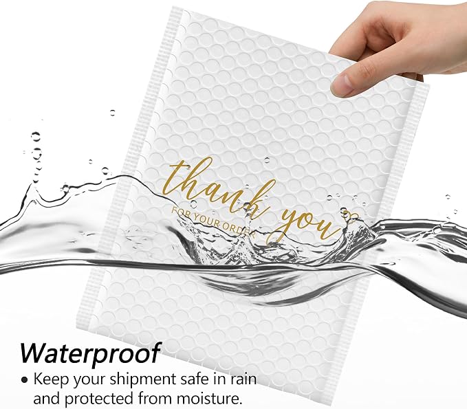 JinRuiKJ Thank You Bubble Mailers 6x10" 25 Pack, Padded Envelopes, Strong Adhesion Padded Mailers, Cushioning Padded Shipping Envelopes for Jewelry, Makeup - White