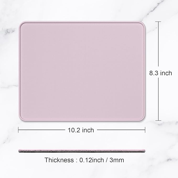 Hsurbtra Mouse Pad, Premium-Textured Square Mousepad 10.2 x 8.3 Inch, Stitched Edge Anti-Slip Waterproof Rubber Pretty Cute Computer Mat for Office Gaming Laptop Women Kids Dark Pink