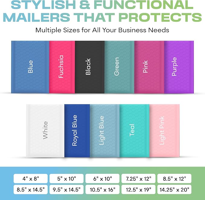 Arctic White Bubble Mailers 8.5x12 Poly Padded Envelopes #2 200 Pack | Fits 8.5x11 Documents & Photos, Self-Seal Closure, Cushioned Protection, Water-Resistant Poly, Bulk Pack for Small Business