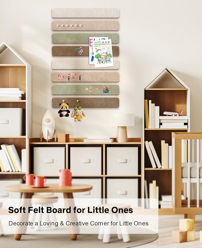 Small Cork Bulletin Board Tiles, Felt Wall Decor and Office Desk Accessories for Vision, Message Center, Picture and Prayer Board, Dorm, Room, Home Office Essentials and Organization(Linen Dusk)