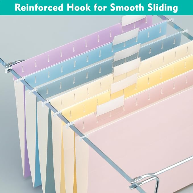 Zzrywuty Hanging File Folders Letter Size, 12-Pack Hanging File Folder with 1/5-Cut Tabs, Color File Folders Hanging Organizers for Filing Cabinet, Bulky Files & Medical Charts