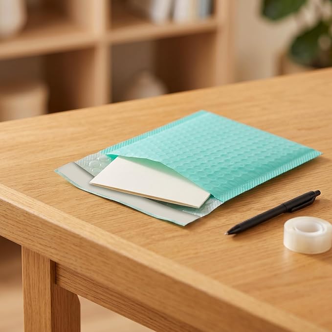 100 PCS 5 x 6 Inch Poly Bubble Mailers, Teal Waterproof Padded Mailing Envelopes, Practical Self Seal Adhesive Shipping Bags for Small Business Packing Mailing Supplies