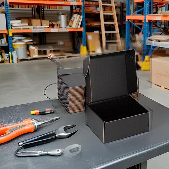 Small Shipping Boxes 8x6x4 Inch (25 Pack) - Sturdy Black Corrugated Cardboard Boxes for Small Business, Ecommerce, Mailing & Packaging | Recyclable Gift & Storage Boxes