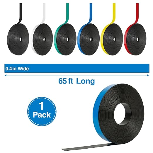 CHUNNIAO Blue Magnetic Whiteboard Strips for Classroom,School&Office Supplies,Fine Lines Highlighter Tape- 2/5 in x 65 Ft