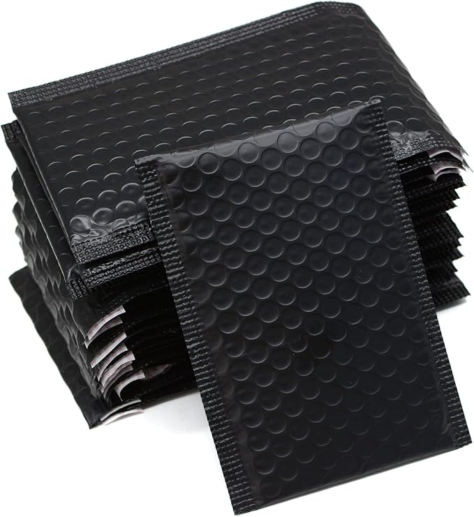 25 Pack 4x6 Inches Small Black Poly Bubble Lined Mailers Padded Shipping Envelopes Self Seal Mailer Waterproof, Shockproof and Dustproof (Black 4x6 Inches-25pcs)