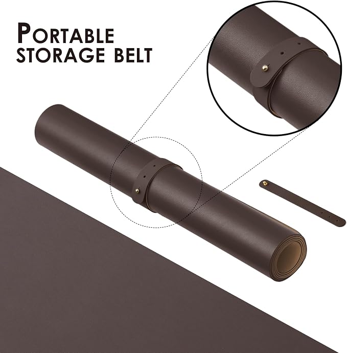 Leather Desk Mat - Non-Slip PU Desk Pad for Office and Home - Desk Organization and Accessories - Ideal for Large Mouse Pad and Desk Mats on Top of Desks (Coffee,31.5"x 15.7")