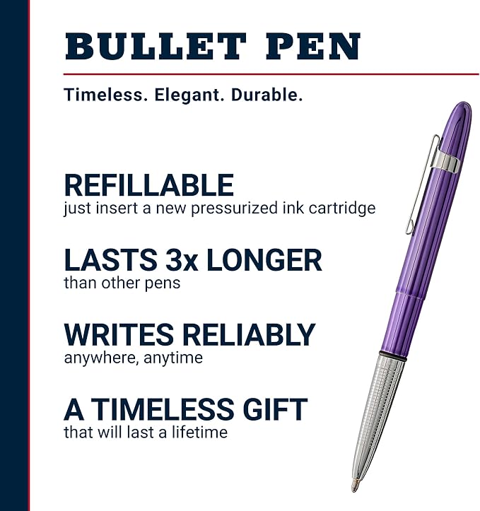 Fisher Space Pen Purple Haze Pressurized Ballpoint Bullet Pen, Gift Box | Compact Size, Writes Upside Down and in Extreme Temperatures, Black Ink, Medium Point, Pocket Clip, Made in the USA
