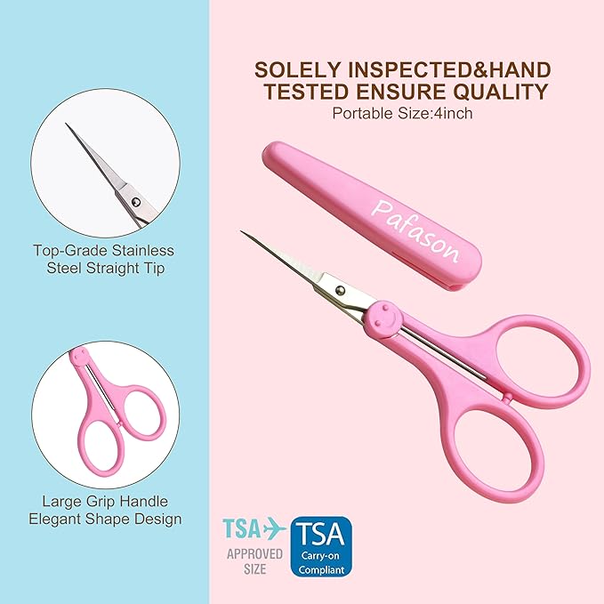 PAFASON Ultra Sharp Detail Scissor Set 2 PC Straight for Scrapbooking Quilting Sewing Knitting Embroidery Cross Stitch Crochet Thread Yarn Paper Fabric Detail Cutting Stainless Steel, Safety Case