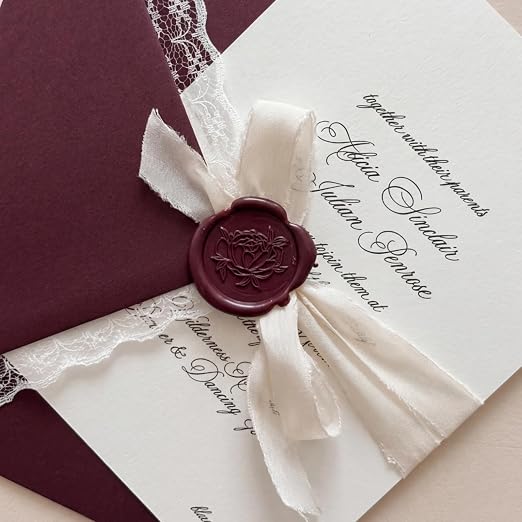 UNIQOOO Jewel Tone Ruby Marsala Red Glue Gun Sealing Wax Sticks for Wax Seal Stamp - Great for Wedding Invitations, Cards Envelopes, Snail Mails, Wine Packages, Christmas Gift Ideas, Pack of 8