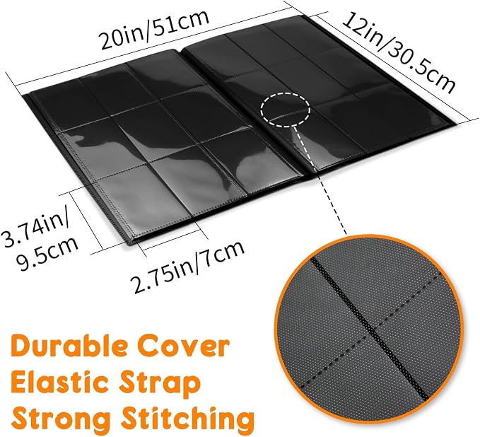 Trading Card Binder 9 Pocket, 360 Card Waterproof Folder with Side Loading Sleeves, Sturdy Card Collection Album for MTG, TCG, Game Cards & Sports Cards,10 Pack, Black