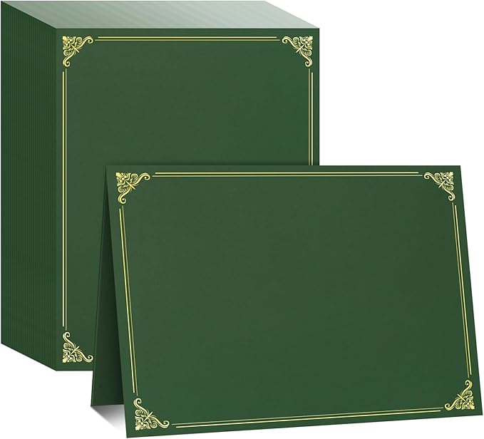 Ndsox 50 Packs Green Certificate Holders, Graduation Diploma Holders, 350GSM, Diploma Covers with Gold Foil Border for Letter Size 8.5" x 11" Award Certificate Paper, Cardstocks and Documents