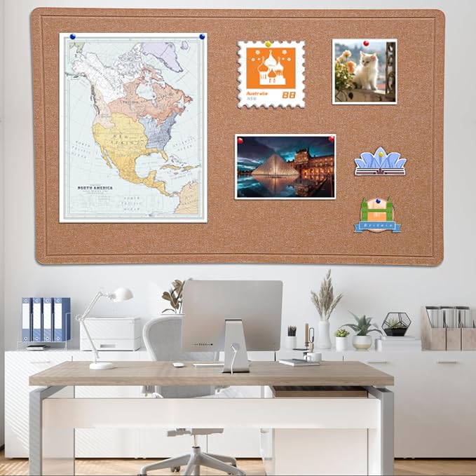 Large Bulletin Board 72" x 48" Felt Cork Board Pin Board, Ginger Yellow | Cork Board Alternative for Wall, Foldable Self-Adhesive Vision Board Prayer Board with Pushpins for Home Office Classroom