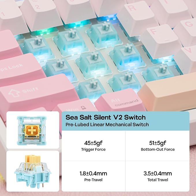 EPOMAKER TH108 PRO Full Size Mechanical Keyboard with Screen & Knob | Wireless Gaming Keyboard with 10000mAh, Creamy Gasket, Hot Swap, Custom Driver, RGB Backlight, NKRO (Pink, Sea Salt Silent)