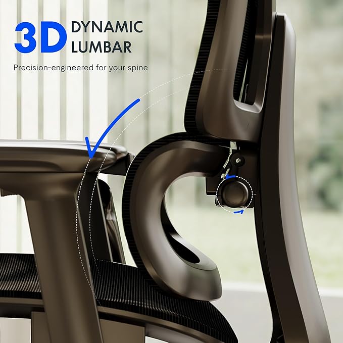 FLEXISPOT ErgoX Premium Ergonomic Office Chair with Footrest- Adjustable 3D Armrests, Dynamic Lumbar Support, Recline & Tilt Function, Mesh Seat, for Home & Office Use,Light Grey