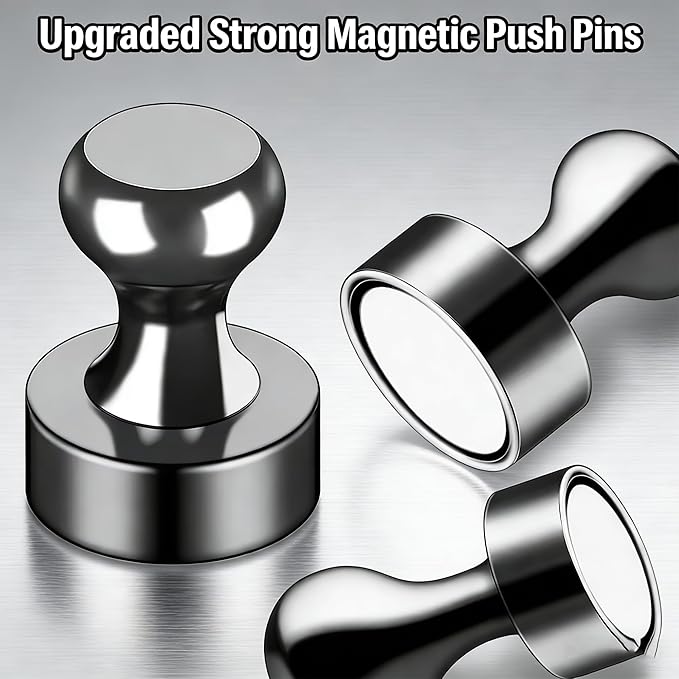 Strong Fridge Magnets, 10 Pcs, 12 x 16mm, Black, Heavy Duty Magnetic Push Pins for Refrigerator, Whiteboard, Office, Classroom, Kitchen & Locker Decor