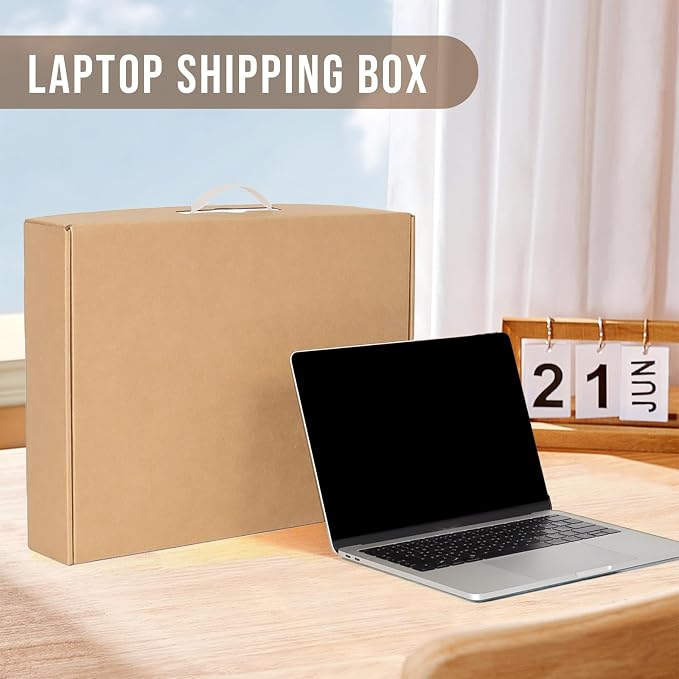 Laptop Shipping Box with Foam Protection, Secure Mailer for Up to 17 Inch Laptop, Safe Cardboard Shipping Box for Notebook Computers (17x13x3.1)