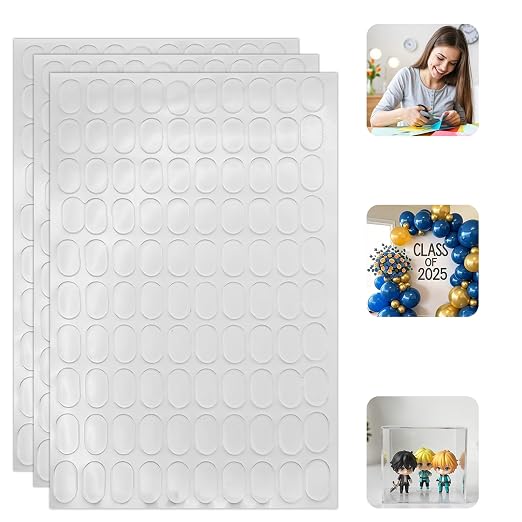 Clear Double Sided Adhesive Stick Dots, 300 Pack | Double-Sided Removable Glue Dots for Wall, Craft and Party Decorations,0.5*0.3 Inches