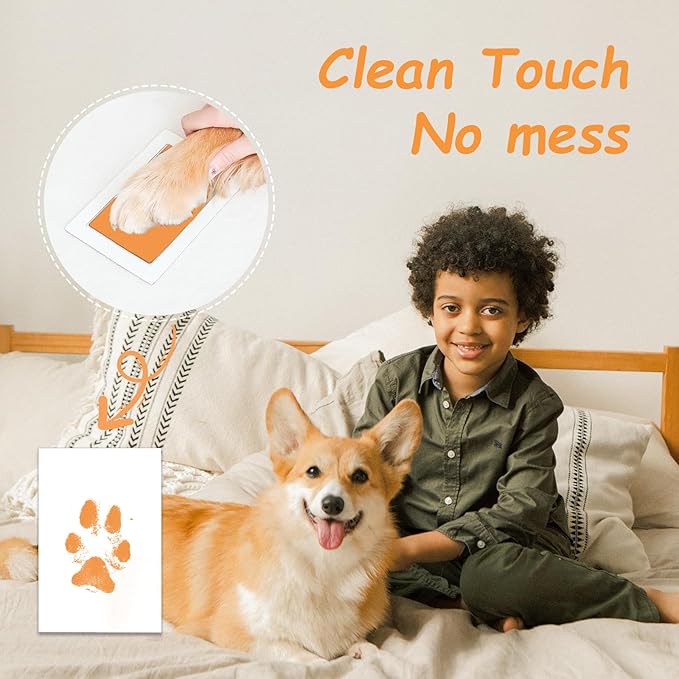 Paw Print Kit - Dog & Cat Paw & Nose Imprint Cards, Clean Touch Ink Pads for Keepsakes