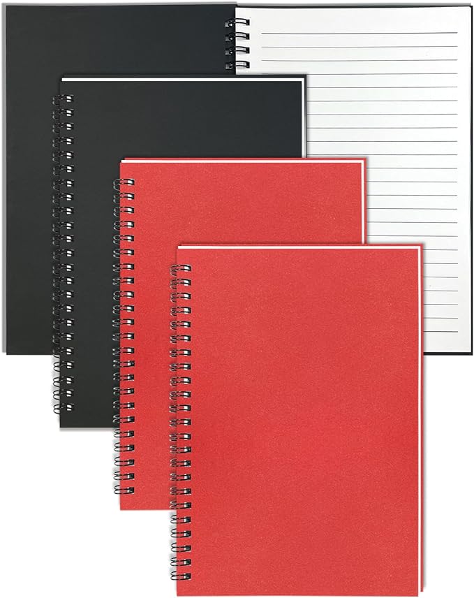 4Pack Spiral Notebook, 5.7x8.3” Small Notebooks for Work 120 Page Note Pads | Multipack Blank Kraft A5 College Ruled Notebook Journal Spiral Bound for Writing Lined Notepad for Office School Journaling