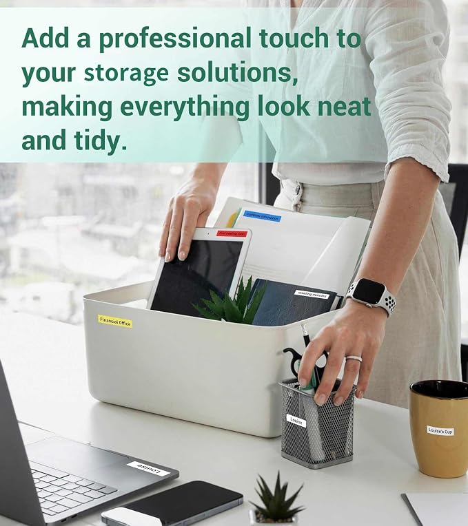 Vixic Label Makers, Label Maker with Different Fonts, D210S Labeler Machine | Portable Labelmaker Machine with QWERTY Keyboard, 12mm Laminated Waterproof-Labels for Home Office School Kids Items