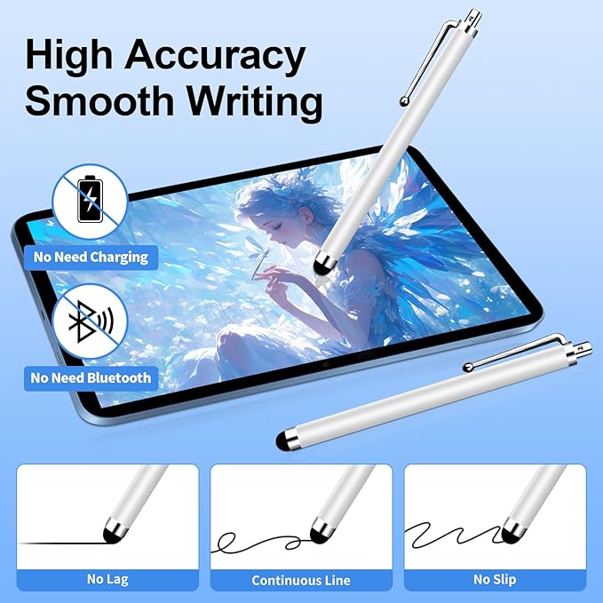 20 Pack Stylus Pen,Stylus Pen for Touchscreen High Precision and Sensitivity for Everyday Writing/Drawing,Universal Stylus Compatible with Touch Screens,White