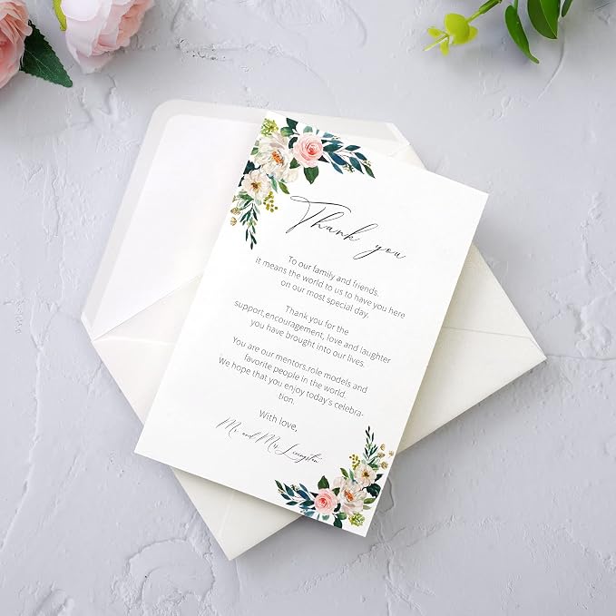 PONATIA 50 Pack A4 Envelopes for 4x6 Cards, 4.33 x 6.3'' Ivory Envelopes Perfect for Gift Cards, Wedding Details Cards, Thank You Cards