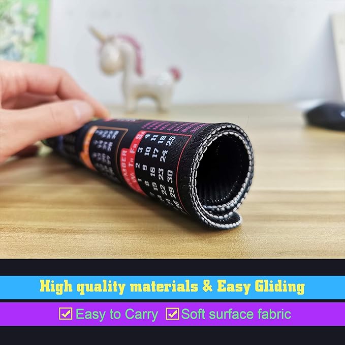 Mouse Pad with Stitched Edge, Computer Mouse Mat with Non-Slip Rubber Base, Mouse Pads for Computers Laptop Mouse 9.6x7.9x0.1 inch, (2026 Calendar Black)