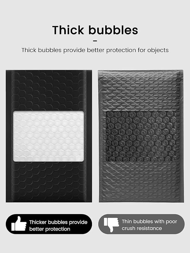 GSSUSA Black Bubble Mailers 4x8 Padded Envelopes 19200 Pack, 1Pallet | Usable Size 4x7, Waterproof Opaque Small Shipping Bags, Strong Adhesion, Self-Seal, Mailing Supplies, Business, #000