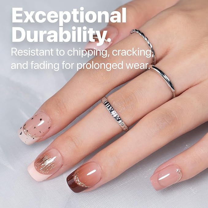 SXC Cosmetics French Tip Press On Nails 150 Pieces in 15 Sizes Ultra Fit with Pre-applied Tip Primer and Base Coat, No Need to File Fake Nails for Nail Art DIY X-Pro Tips (ST113-XS Square)