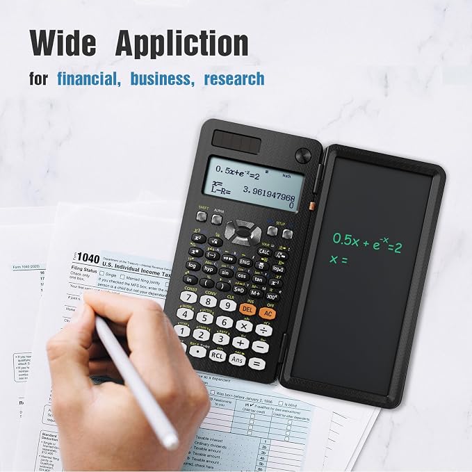 ROATEE Scientific Calculator for Student 991ES with Notepad School Supplies | 4-Line Display Calculator with LCD Writing Tablet, Battery Rechargeable Power Calculator Back to High College School Supplies
