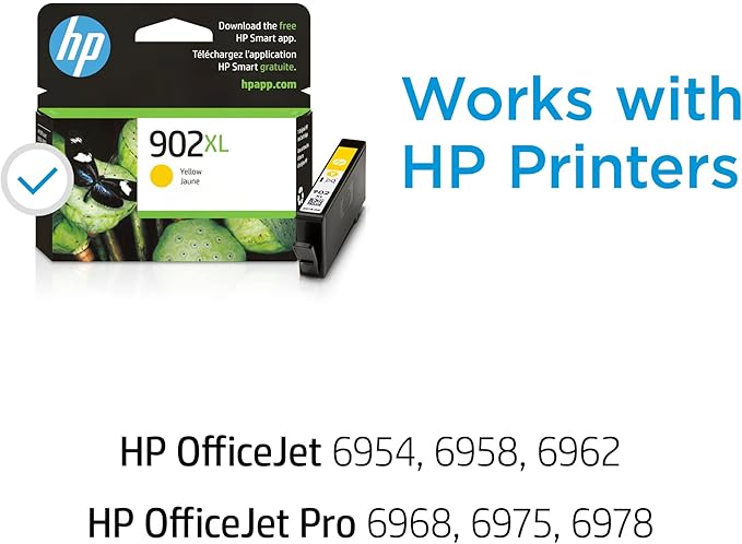HP 902XL Yellow High-Yield Ink Cartridge | Works OfficeJet 6950,6960 Series,OfficeJet Pro 6960,6970 Series | Eligible for Instant Ink-| T6M10AN,(Pack of 2)