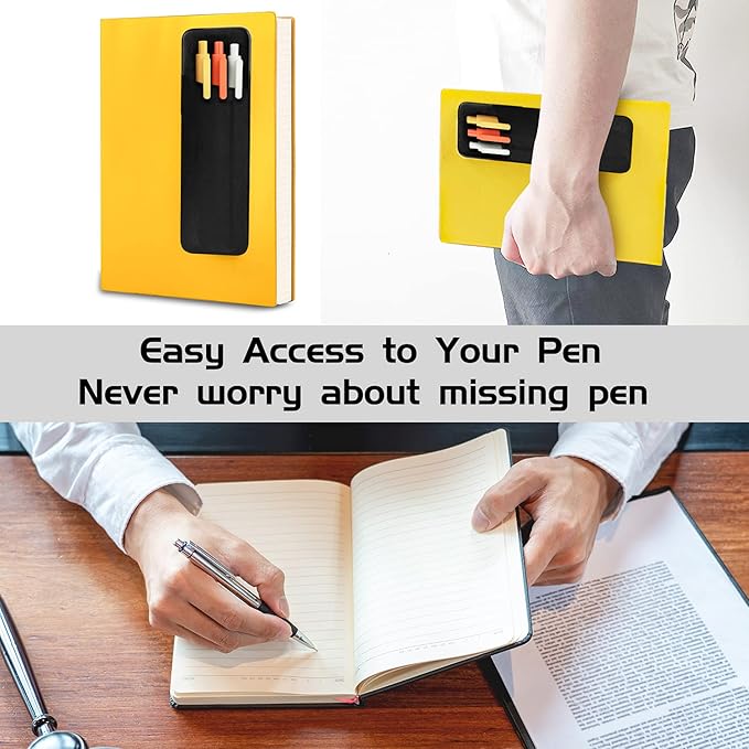 Epessa Stick-On Pen Holder for Notebook, Adhesive Pencil Sleeve Pouch for Hardcover Journals, Planners, Notebooks, Reusable Pen Pocket Organizer Easy to Remove (1 Pack)