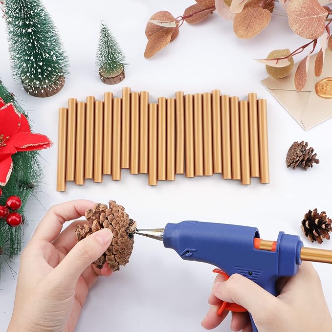 ENPOINT Metallic Gold Hot Glue Sticks Full Size, 36 Pcs 4" Long x 0.43" Dia Hot Melt Glue Sticks Colored, High and Low Temp Adhesive Glue Sticks for Sealing Wax Stamp, Crafting, DIY, Decoration