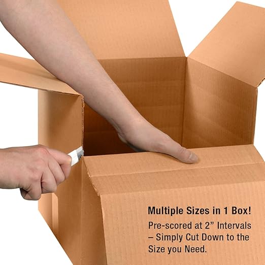 Box USA 20 Pack of Multi-Depth Corrugated Cardboard Boxes, 18" L x 18" W x 6" H, Kraft, Shipping, Packing and Moving