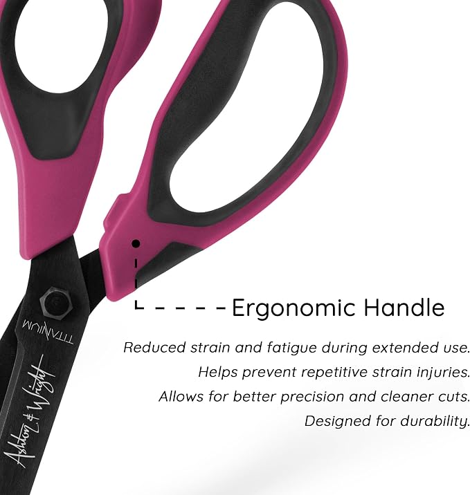 Ashton and Wright - Titanium HD - Heavy Duty Scissors for Office, Home, Kitchen and Craft - 210mm / 8” - Titanium Coated Blades (Purple, Left Handed)