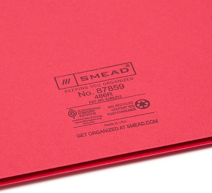Smead Two-Pocket Heavyweight Folder, Letter Size, Red, 25 per Box (87859)
