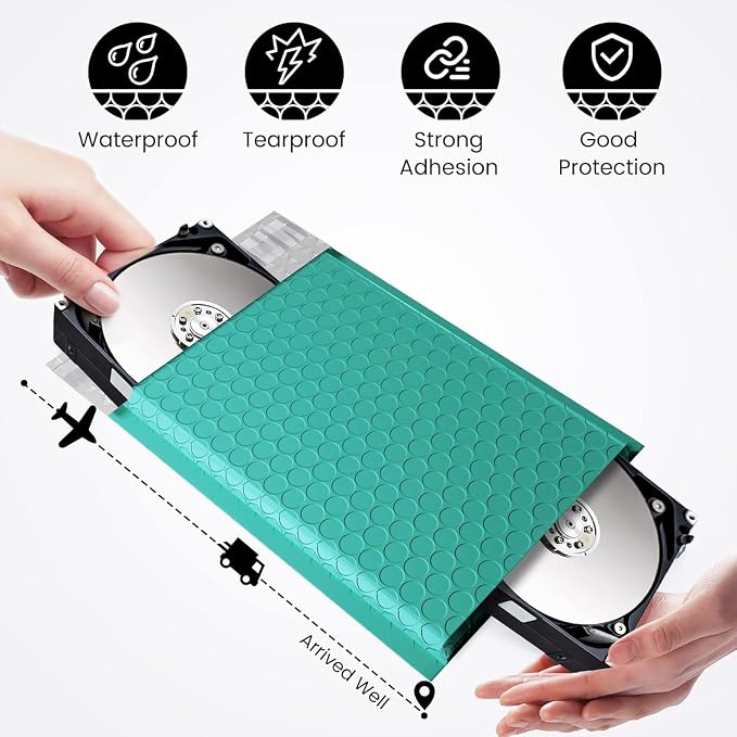 Fuxury Bubble Mailers Bulk 6x10“ 3000 Pack Teal Padded Envelopes | Usable Size 6x9" Mailing Envelopes Bubble Padded, Shipping Bags for Jewelry,Makeup,Packaging, Small Business, Boutique, #0