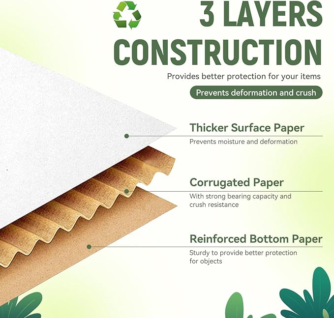 10 Pack 12"x9"x3" inch Small Shipping Boxes White Corrugated Cardboard Box for Small Business, Mailer, Shipping, and Packing
