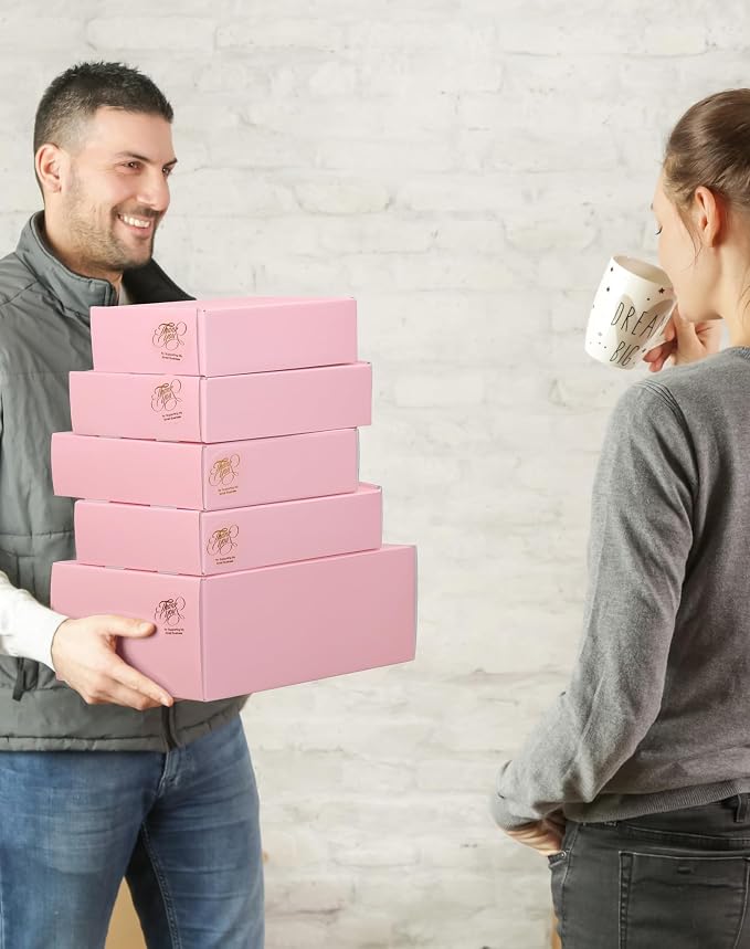 Small Shipping Boxes 6x4x2 Inch 50 Pack, Light Pink Mailer Packaging Boxes, Corrugated Cardboard Boxes for Small Business Gift Literature Shipping