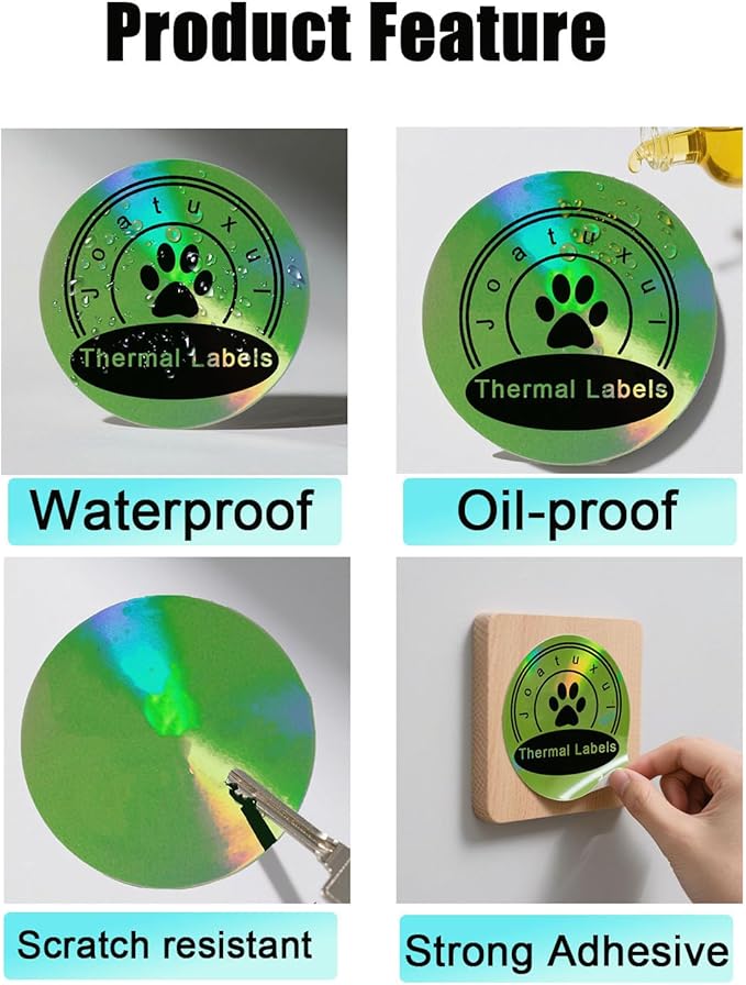Thermal Labels, Compatible with T50M Pro/M110/M100/M220 Label Maker and Other 4x6 Thermal Printers for Shipping Barcode & Custom Stickers, Holographic Green, 2×2 inch